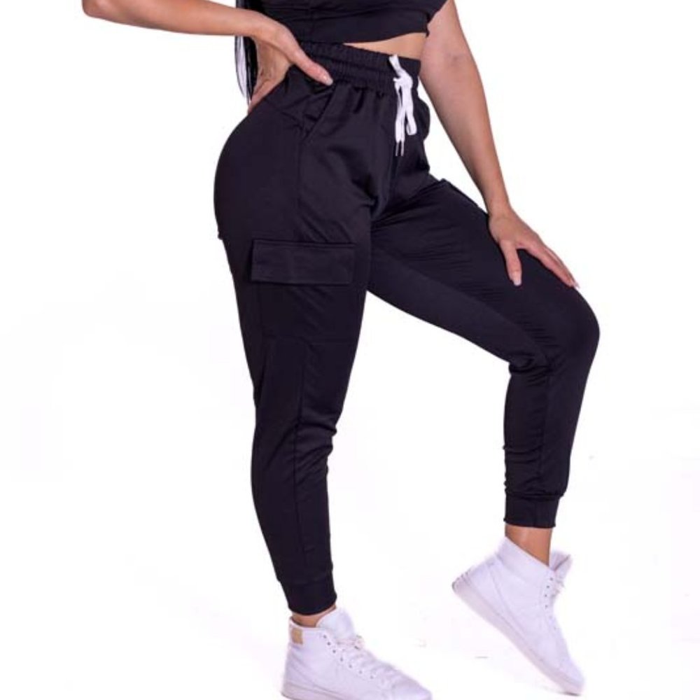 Cargo Pocket Black Joggers